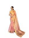 Panzora Women's Tissue Silk Jacquard Weaving Light Pink Saree With Unstitched Blouse Piece