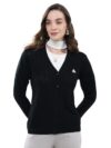 Monte Carlo Women's Regular Fit Cardigan | Self Design Pattern | Button Closure with Full Sleeve V Neck Winter Cardigan for Womens Black M (Pack Of-1)