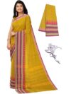NandaVanam Women's Chettinad Cotton Sarees with Long Border | Pure Cotton Saree with Blouse | Soft, Comfort Handloom Sarees | Cotton Sarees for Daily Use and All Occassion Wear (Mustard Green)