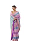Fibreworld Georgette Banarasi Saree for Women – Lavender Silk Georgette, Traditional Woven Saree, Ethnic Indian Attire with Unstitched Blouse Piece Wear