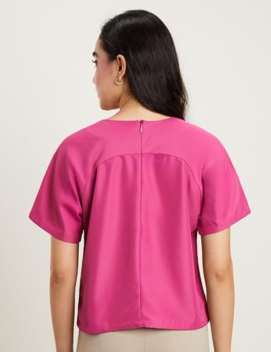 Symbol Premium Women's Polyester 'Desk-to-Dinner' Crop Top (Regular Fit|Stylish) (Sbp-Ss24-Wtop-207_Magenta Pink Xs) - Image 6