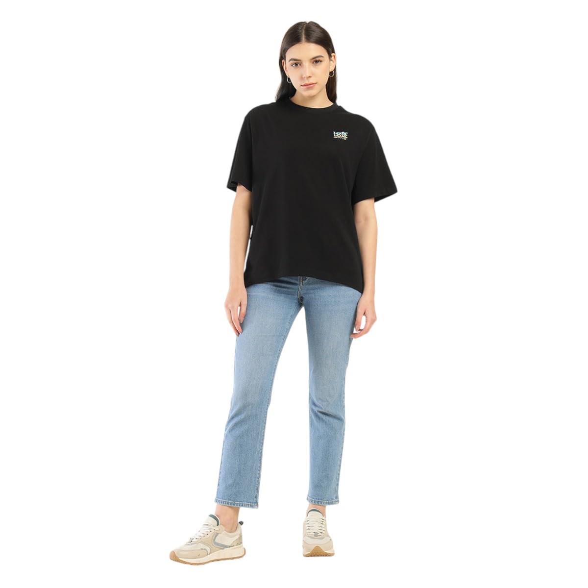 Levi's Women's Solid Oversized Fit T-Shirt (0036B-0003_Standard Black - Image 4