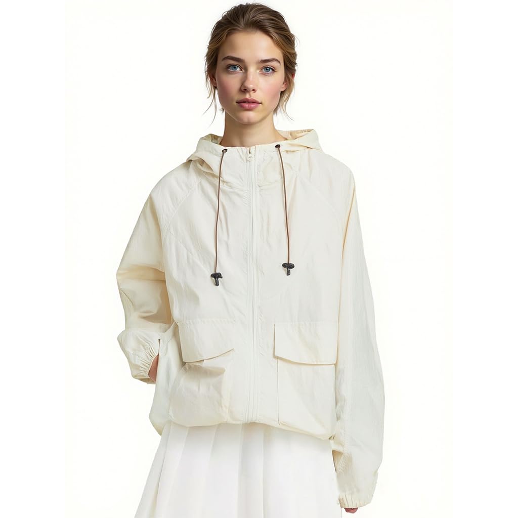 SANNIDHI® Rain Coat for Women and Men, Lightweight Waterproof Jacket Windproof Rain with Adjustabe Hooded jackets for Running Hiking Cycling Travel