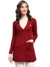 Monte Carlo Womens Self Design Red V Neck Full Sleeve Cardigan (1243533VN-1140-34)