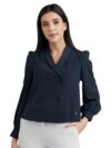 Allen Solly Polyester Women's Regular Fit Blouse (AHTSWRGPN11087_Black, Medium
