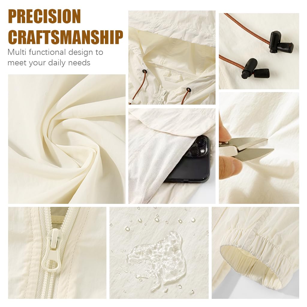 SANNIDHI® Rain Coat for Women and Men, Lightweight Waterproof Jacket Windproof Rain with Adjustabe Hooded jackets for Running Hiking Cycling Travel - Image 6