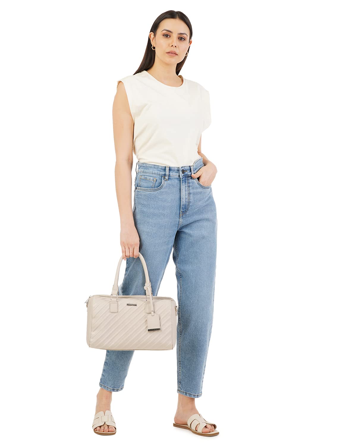 INKD Women Loose Fit Mid Rise Barrel Jeans (INKSS23WJN-020_Denim Drama_40) - Image 4