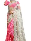 Rupali saree mart smart brand Women's Ruffle Saree Lycra Fabric With Blouse Piece