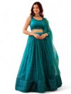 Zeel Clothing Women's Resham & Sequins Embroidered Soft Net Semi-stitched Designer Lehenga Choli Set With Dupatta (5056-Teal-Wedding-Bridal-Stylish-Latest; Free Size)