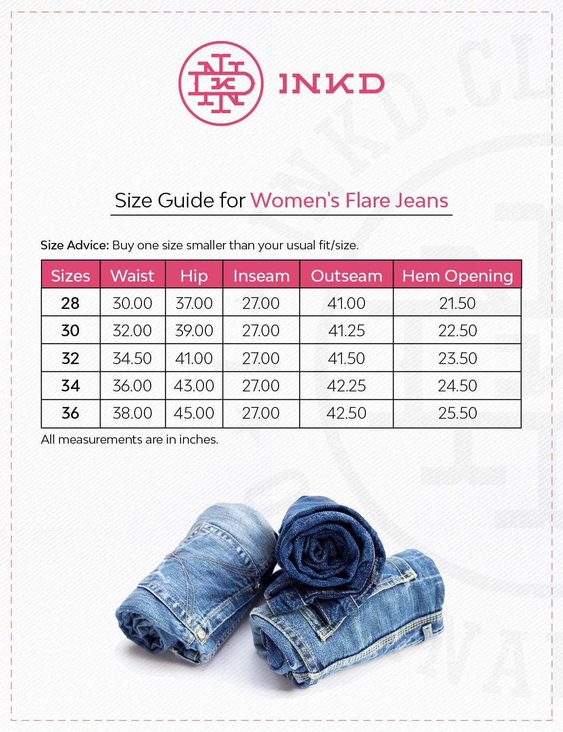 INKD Women's Stretchable Flare High Rise Jeans, 32, Light Blue - Image 2