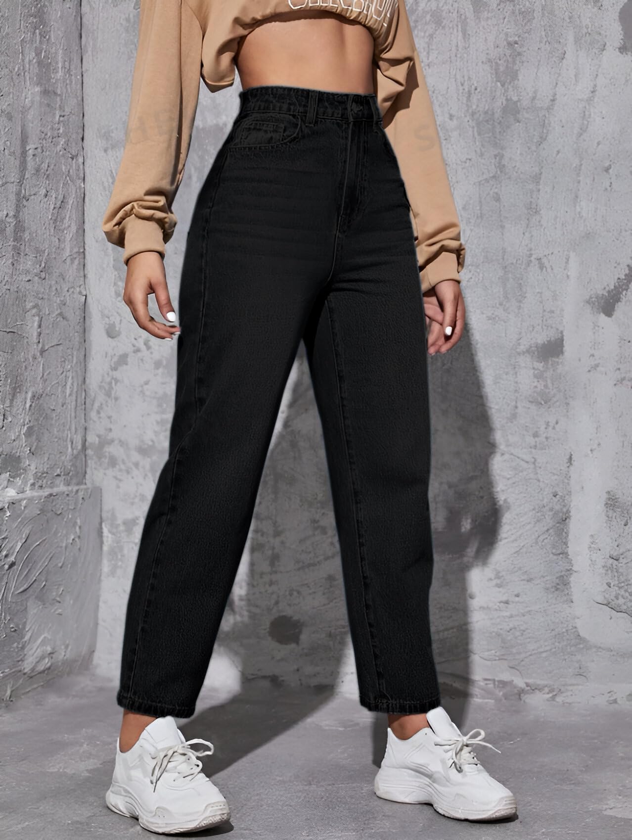 Ben Martin Women High Rise Tapered Jeans || Mom Fit Jean's || High Waist Stretchable Jean || Carrot-Fit Jins || Casual Denim Jeans' || Narrow Bottom Jean's || Relax-Fit Jean,S Black -30 - Image 6