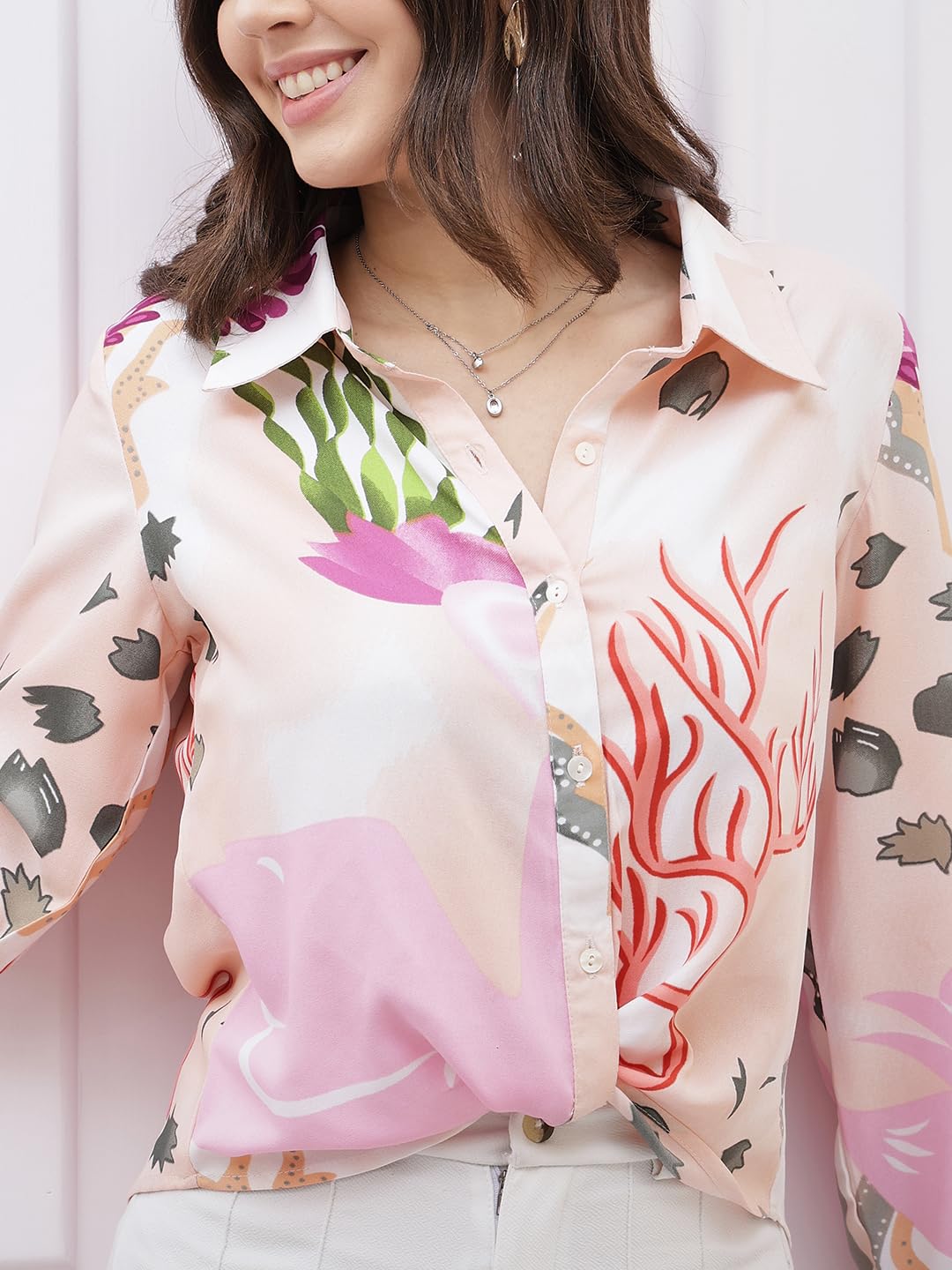 ATHENA LIFESTYLE Women's Regular Fit Shirt (ATP-16041_Pink - Image 2