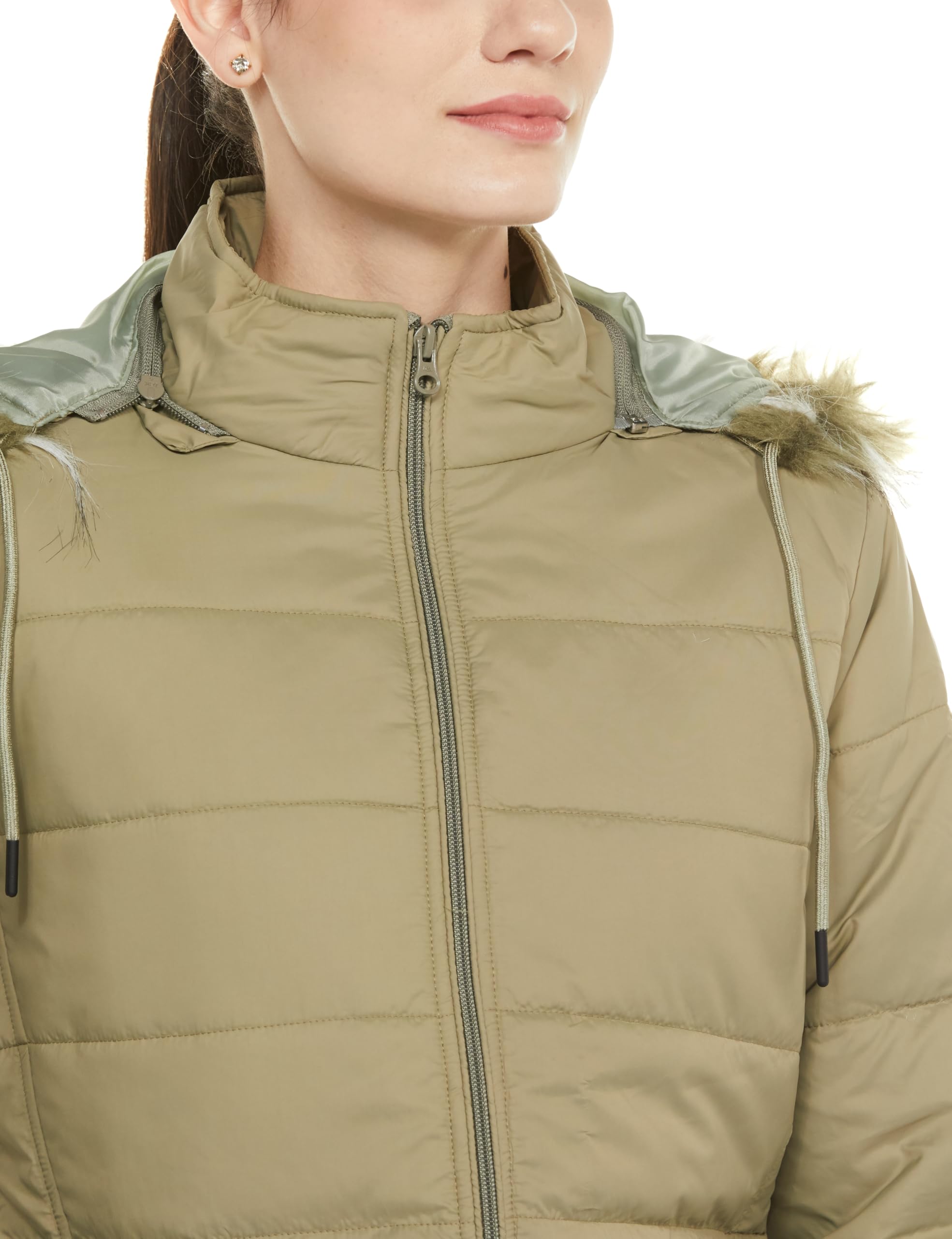 Qube By Fort Collins Women's Polyester Long Length Parka Coat (BD2916AZ_Sage, Medium - Image 3
