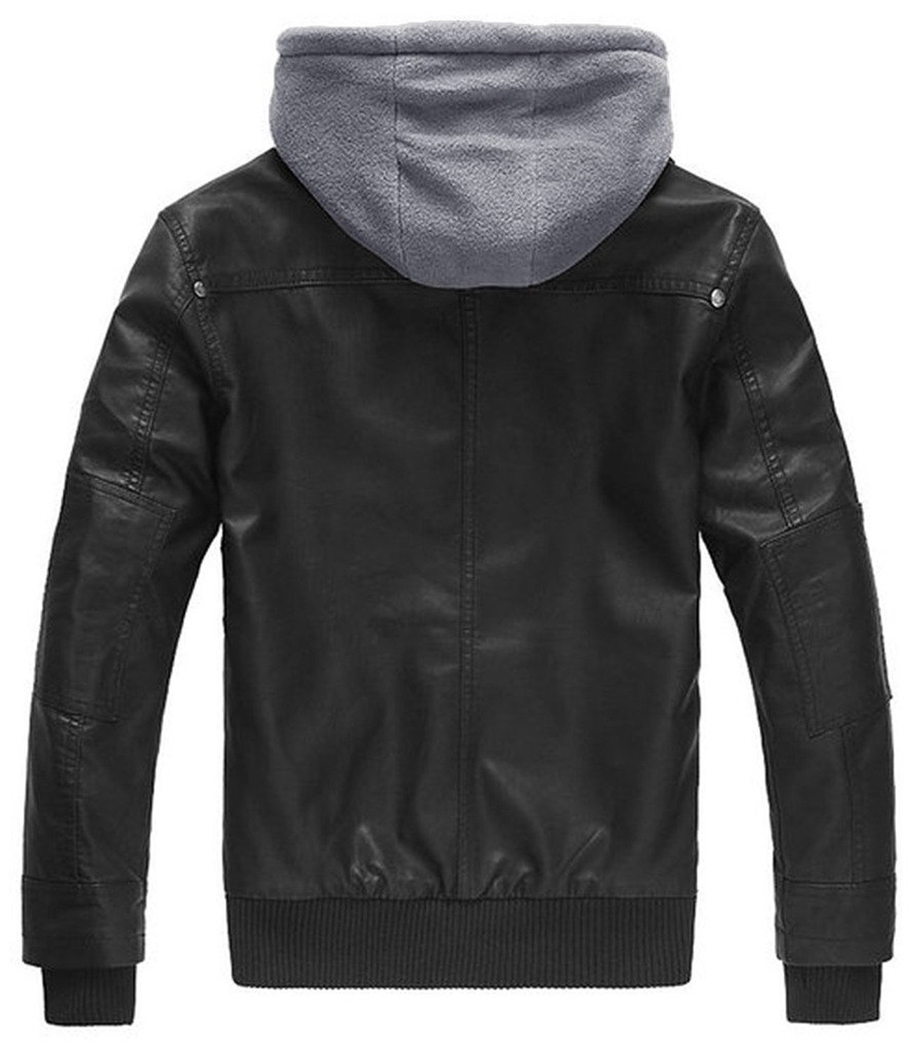 Wantdo Men's Leather Jacket with Removable Hood US XXXX-Large Black(Heavy) - Image 6