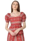VERO MODA Women Ethnic Motifs Red Cotton Fit and Flare Top