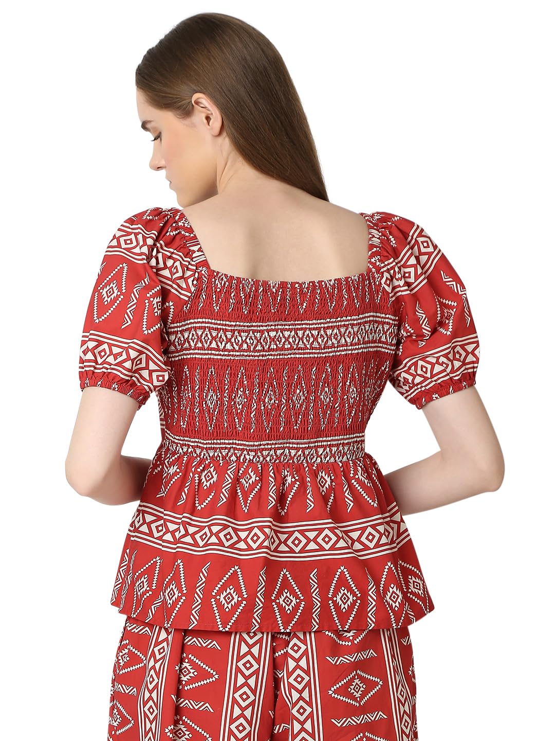 VERO MODA Women Ethnic Motifs Red Cotton Fit and Flare Top - Image 5