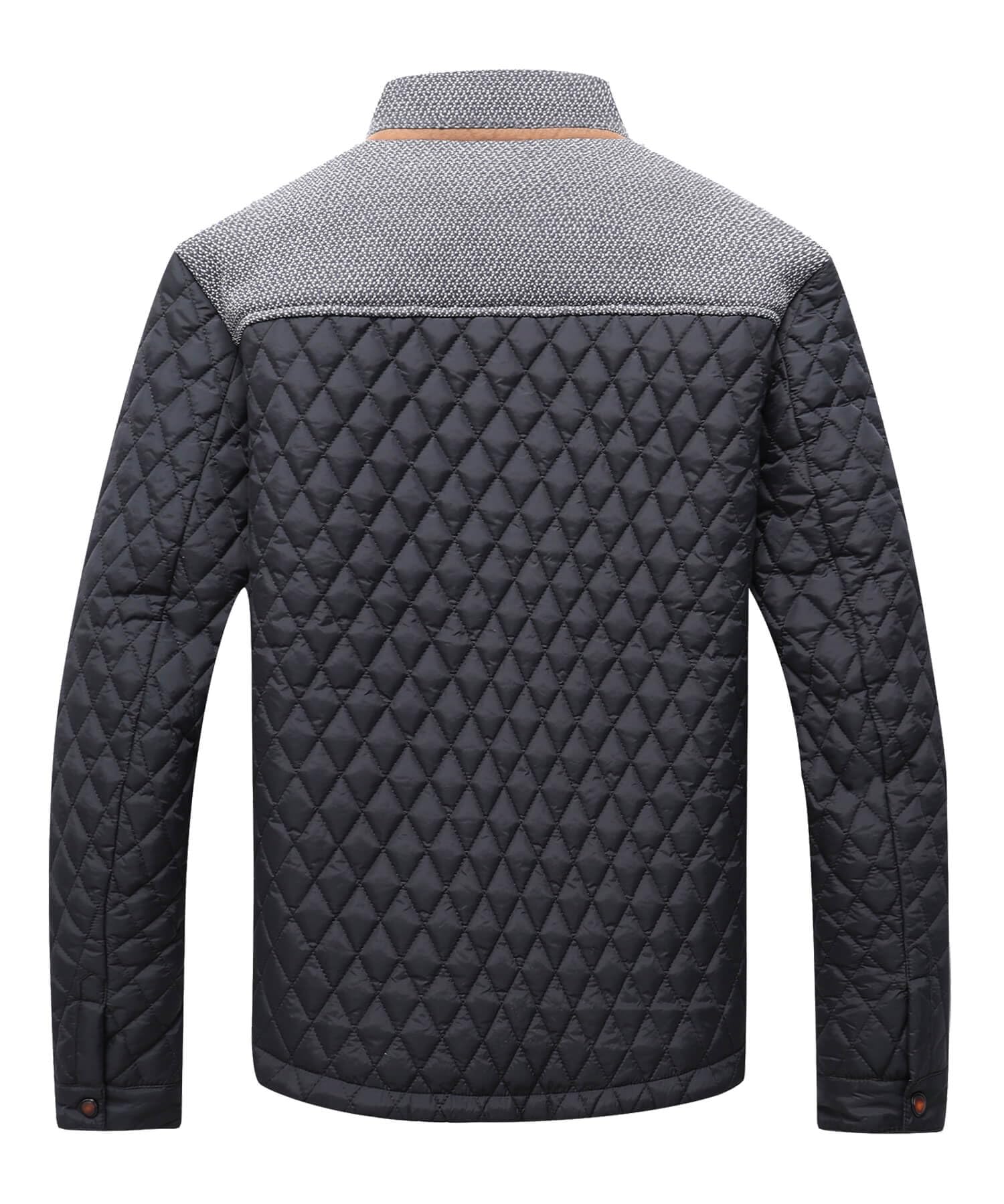 HYPESTFIT Men's Diamond Quilted Puffer Down Jacket Lightweight Business Casual Button Down Shirts, Black, Medium - Image 6