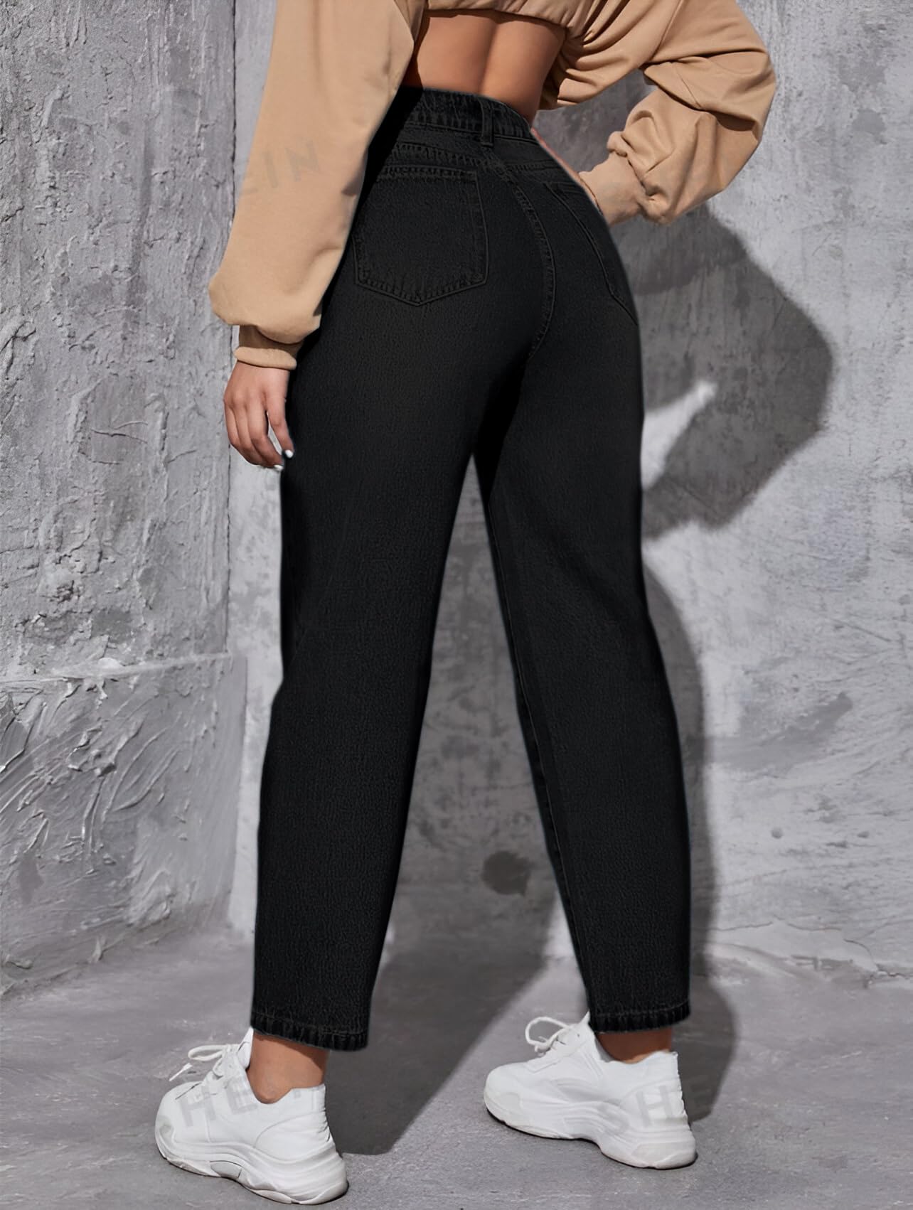 Ben Martin Women High Rise Tapered Jeans || Mom Fit Jean's || High Waist Stretchable Jean || Carrot-Fit Jins || Casual Denim Jeans' || Narrow Bottom Jean's || Relax-Fit Jean,S Black -30 - Image 7