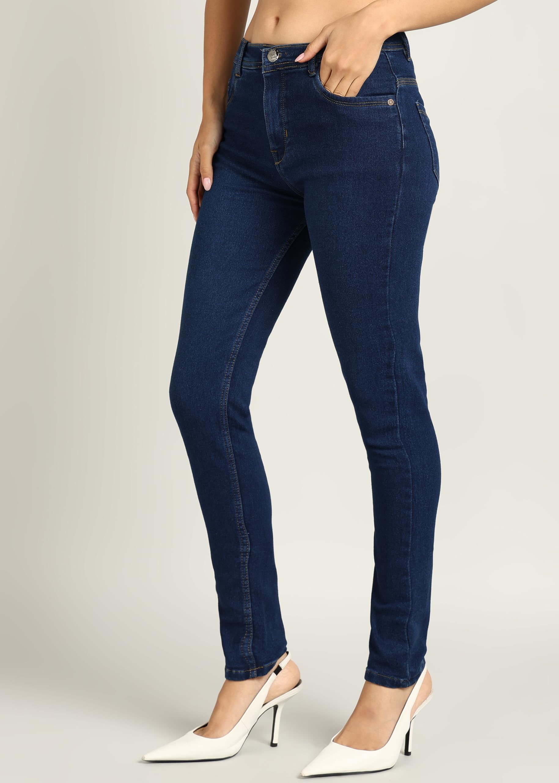 Nifty Women's Denim Stretchable Slim Fit High Waist Jeans (1393N_BSC_40_Basic_Blue_40) - Image 6