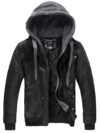 Wantdo Men's Leather Jacket with Removable Hood US XXXX-Large Black(Heavy)