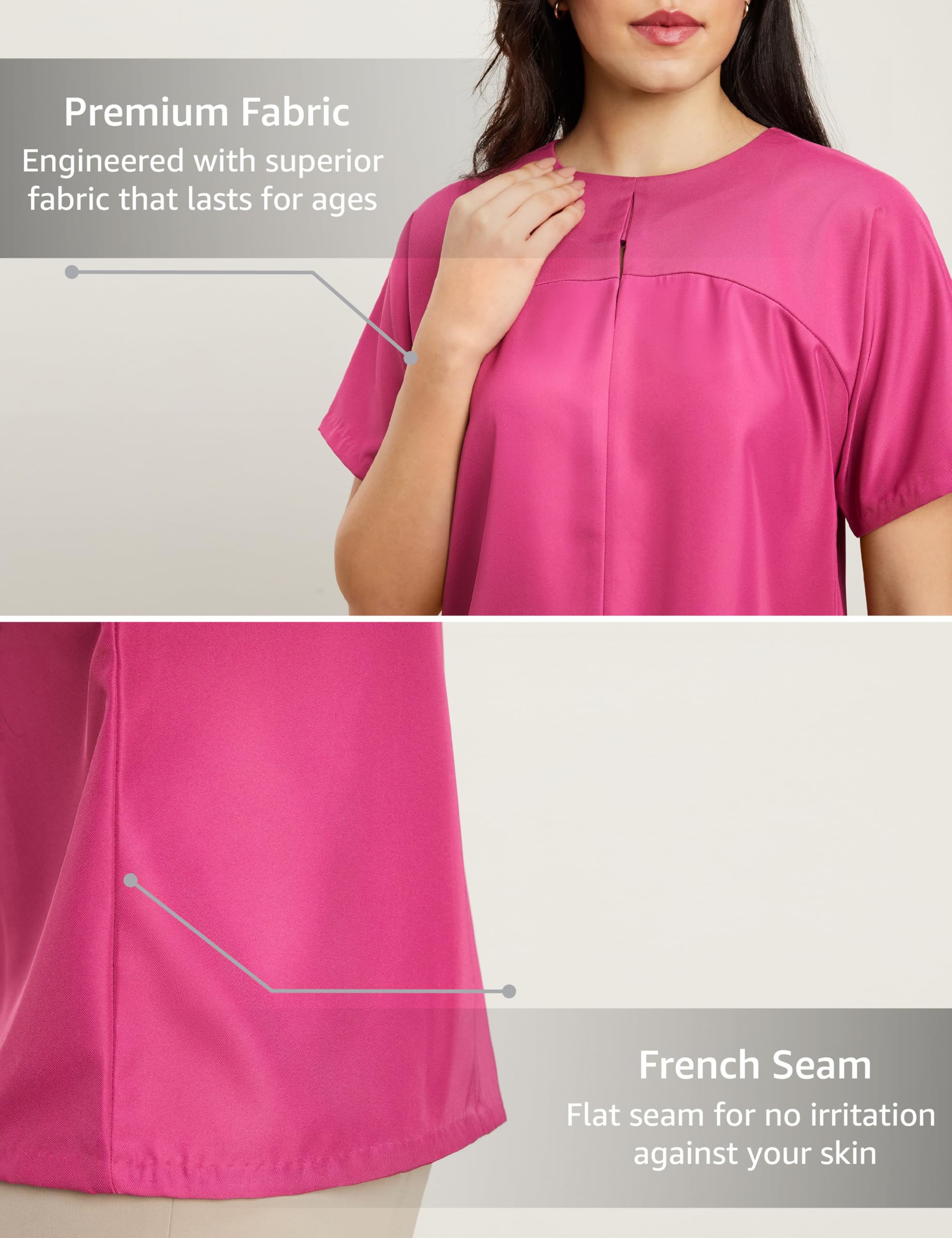 Symbol Premium Women's Polyester 'Desk-to-Dinner' Crop Top (Regular Fit|Stylish) (Sbp-Ss24-Wtop-207_Magenta Pink Xs) - Image 4