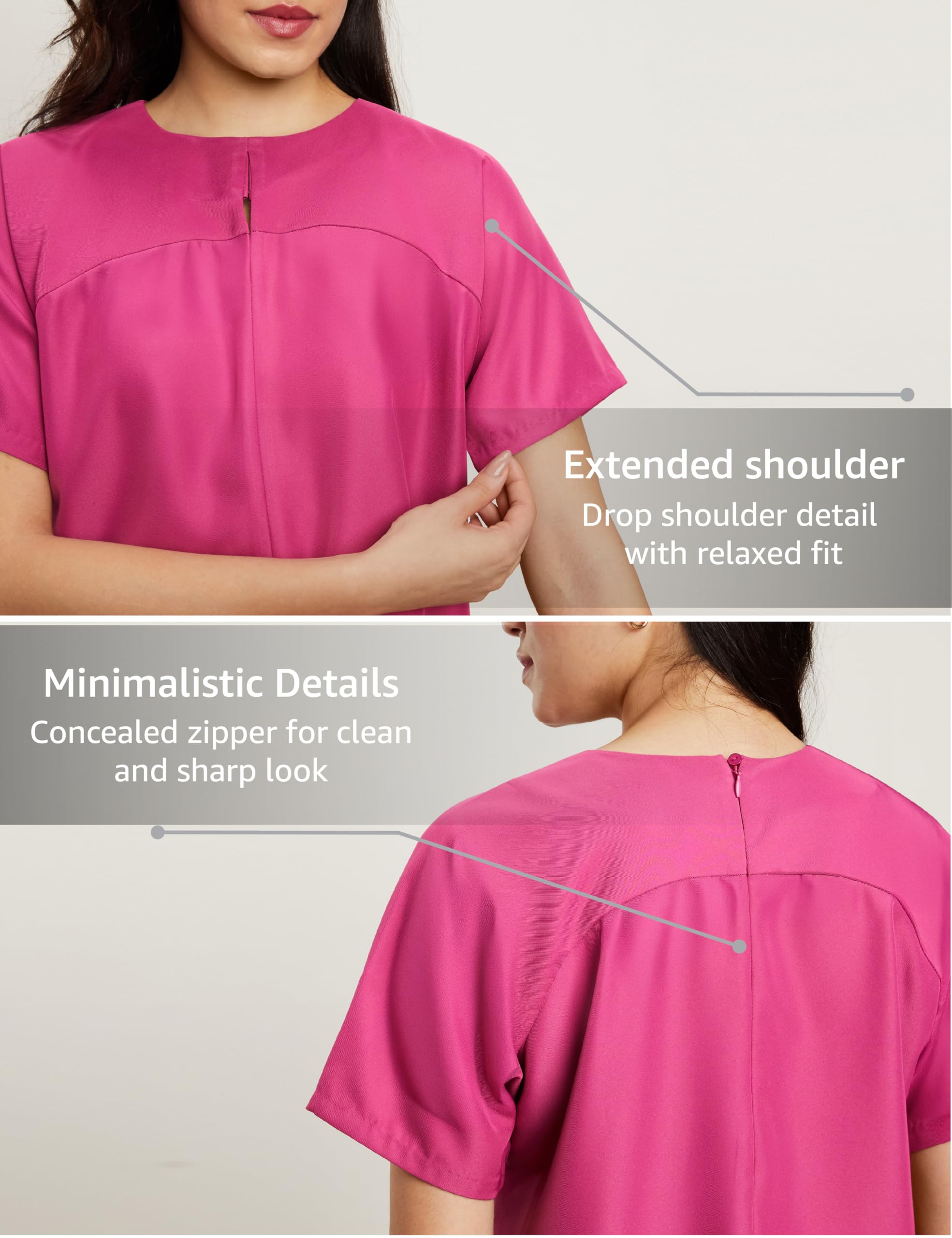 Symbol Premium Women's Polyester 'Desk-to-Dinner' Crop Top (Regular Fit|Stylish) (Sbp-Ss24-Wtop-207_Magenta Pink Xs) - Image 3