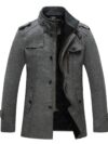Wantdo Men's Casual Mid Length Coat Windproof Wool Jacket Thick Grey Large