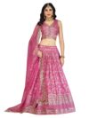 Zeel Clothing Women's Sequins Zari Embroidered Dola Silk Jacquard Lehenga Choli With Dupatta (7100-Women-Lehenga-Choli-Latest, Free size) (Pink)