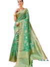 Monjolika Fashion Women's Woven Silk Saree With Blouse Piece (37769_Color_Light Green)
