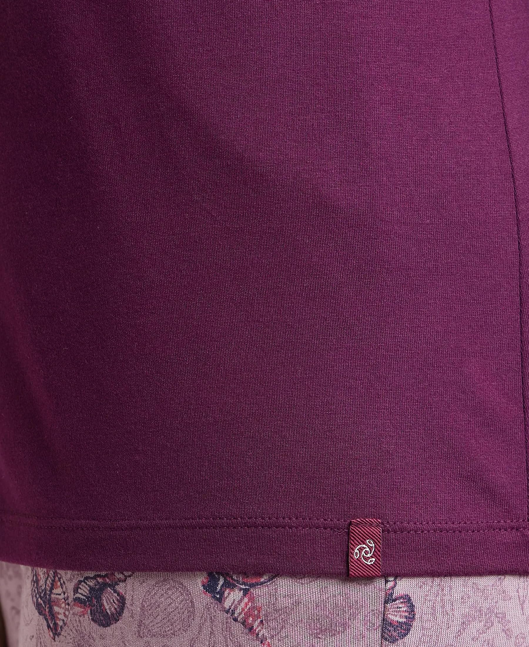 Jockey Women's Modal V - Neck T-Shirt (RX12-0105-PURWI_Purple Wine_X-Large) - Image 2