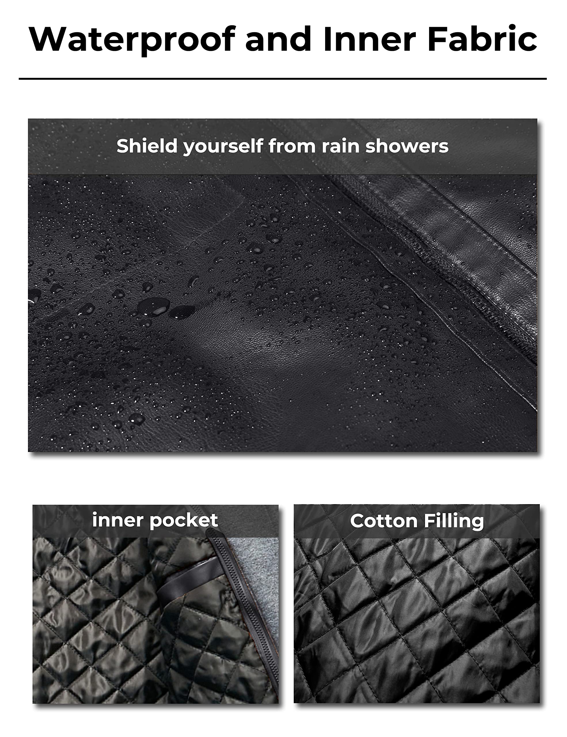 Wantdo Men's Leather Jacket with Removable Hood US XXXX-Large Black(Heavy) - Image 3