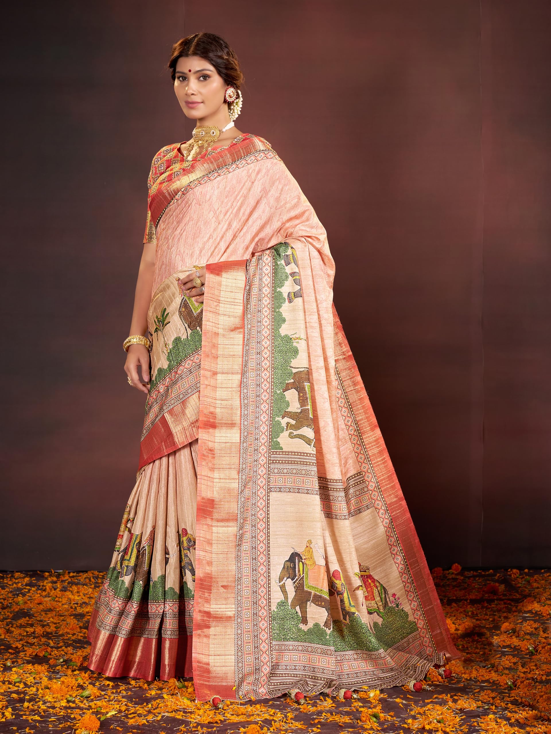 Garden Vareli Rajwadi Tussar Silk Saree With Unstitched Blouse Piece - 92008 - Image 7