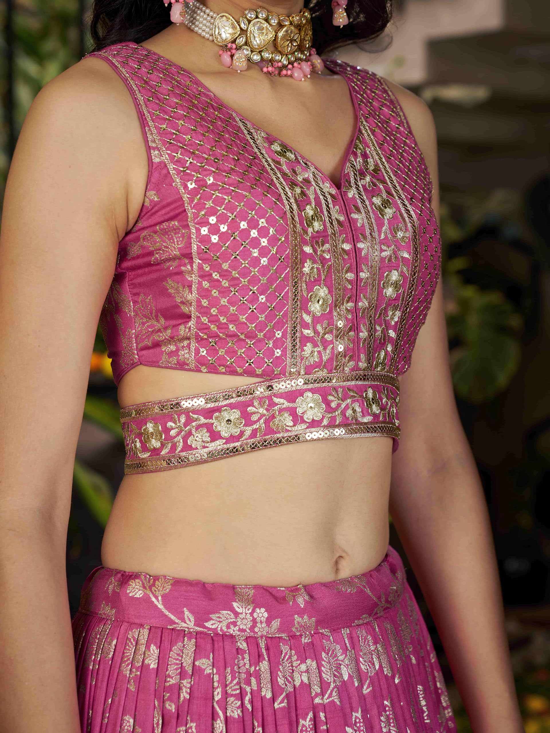 Zeel Clothing Women's Sequins Zari Embroidered Dola Silk Jacquard Lehenga Choli With Dupatta (7100-Women-Lehenga-Choli-Latest, Free size) (Pink) - Image 2