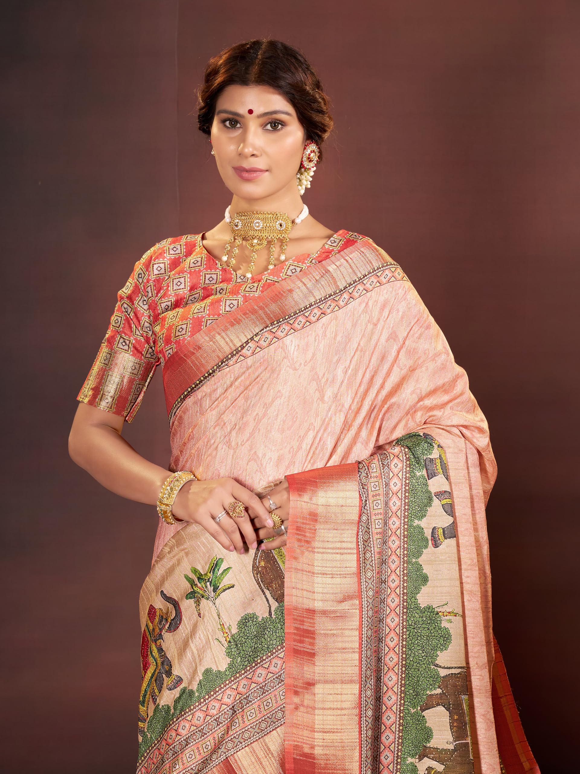 Garden Vareli Rajwadi Tussar Silk Saree With Unstitched Blouse Piece - 92008 - Image 6