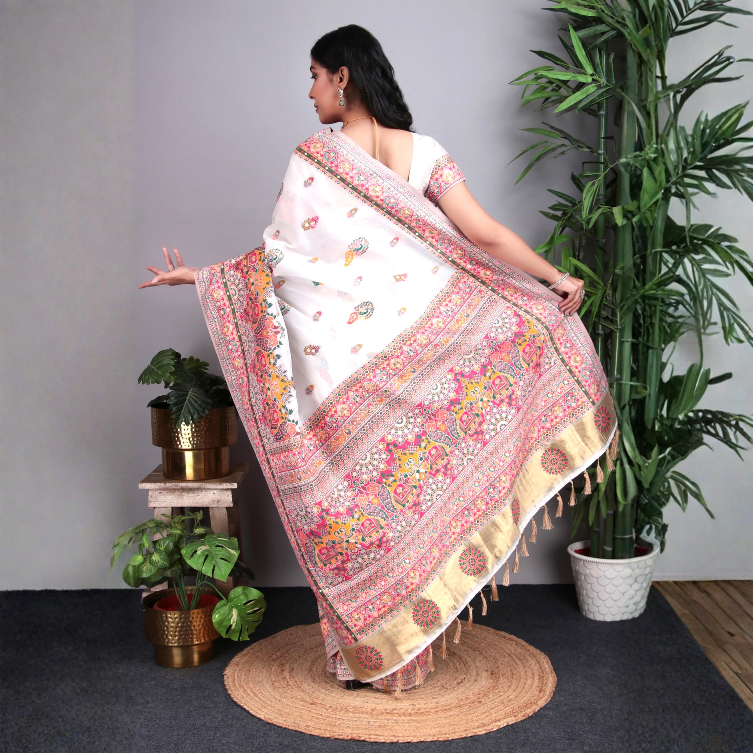 Ambararambh Saree Women's Pashmina Kashmiri Silk Saree with Blouse Piece, Traditional Indian Wear - Image 5